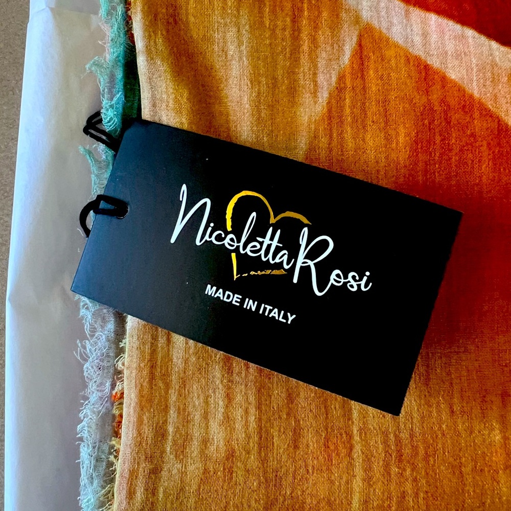 Orange & Teal Italian Scarf Wrap